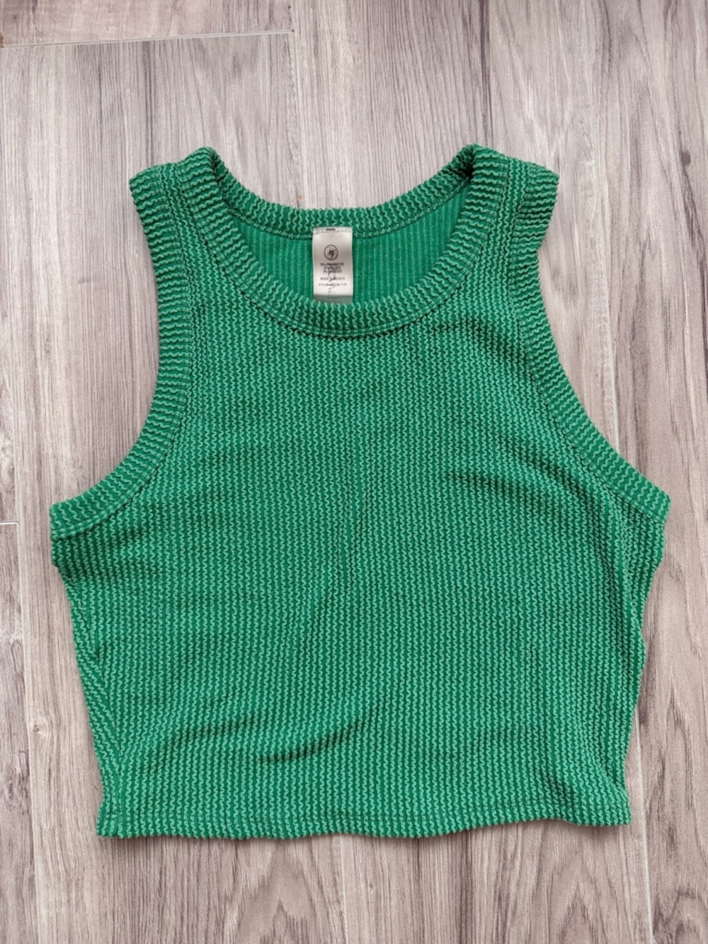 As Revival Green Ribbed Cropped Tank Top — Sleeveless Knit